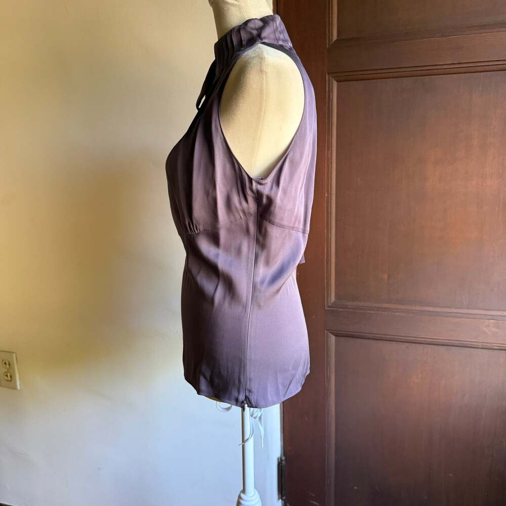 ELIE TAHARI | Lavender Purple Stretch Silk Halter style High Neck Top Small - Picture 3 of 6